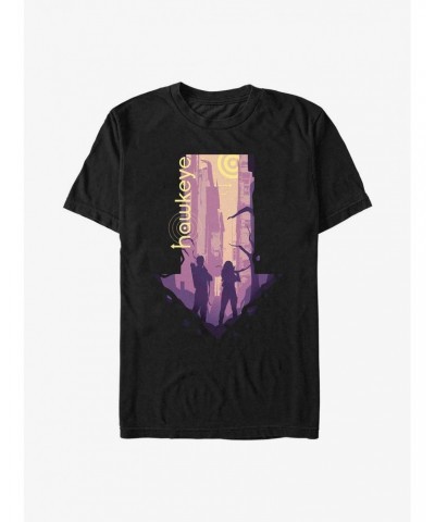 Marvel Hawkeye Cityscape Arrow Outline T-Shirt $6.88 T-Shirts