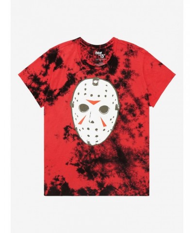 Friday The 13th Mask Tie-Dye Boyfriend Fit Girls T-Shirt Plus Size $5.60 T-Shirts