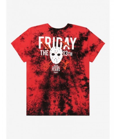 Friday The 13th Mask Tie-Dye Boyfriend Fit Girls T-Shirt Plus Size $5.60 T-Shirts