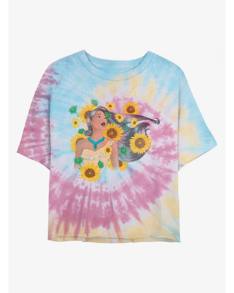 Disney Pocahontas Floral Princess Tie Dye Crop Girls T-Shirt $7.75 T-Shirts