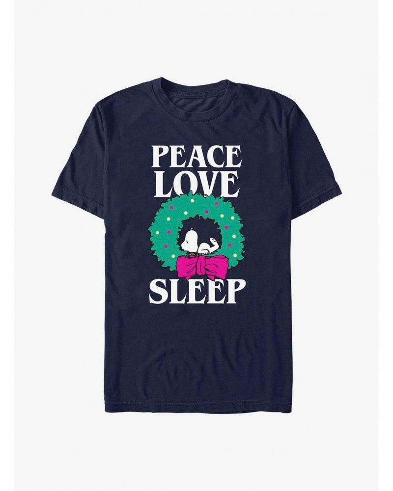 Peanuts Peace Love Sleep T-Shirt $7.70 T-Shirts