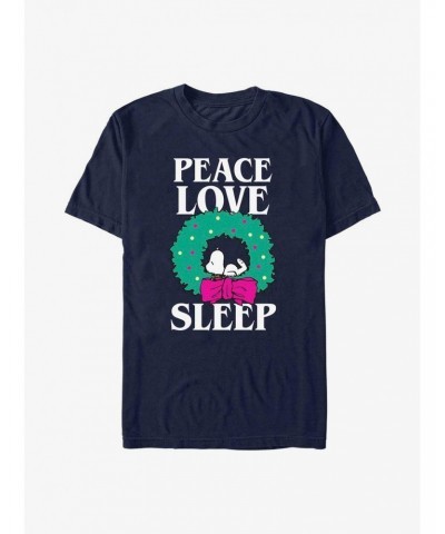 Peanuts Peace Love Sleep T-Shirt $7.70 T-Shirts