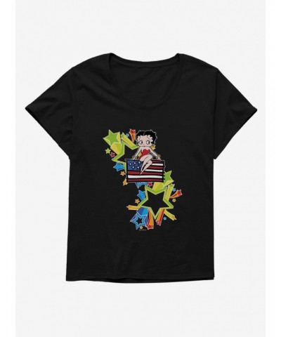 Betty Boop USA Rainbow Heart and Stars Girls T-Shirt Plus Size $11.10 T-Shirts