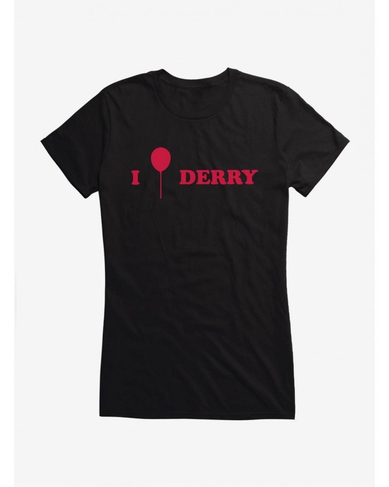 IT Chapter Two I Balloon Derry Red Script Girls T-Shirt $8.37 T-Shirts