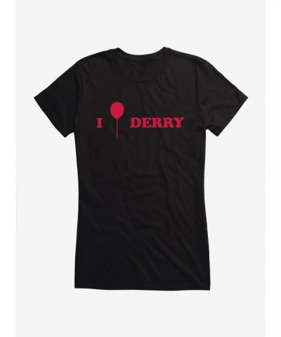 IT Chapter Two I Balloon Derry Red Script Girls T-Shirt $8.37 T-Shirts