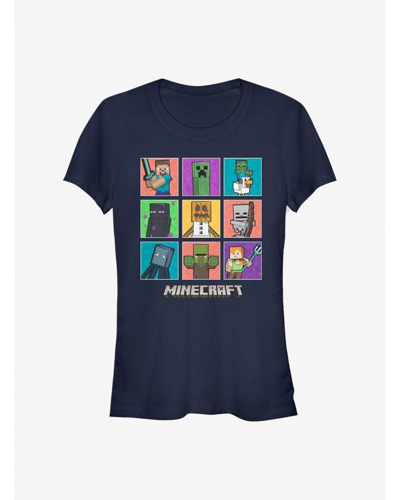 Minecraft 9 Character Boxup Girls T-Shirt $9.36 T-Shirts