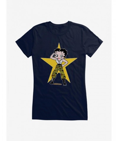 Betty Boop Army Camo and Stars Girls T-Shirt $9.16 T-Shirts