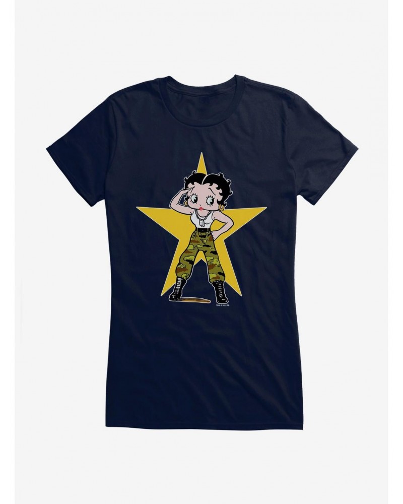 Betty Boop Army Camo and Stars Girls T-Shirt $9.16 T-Shirts