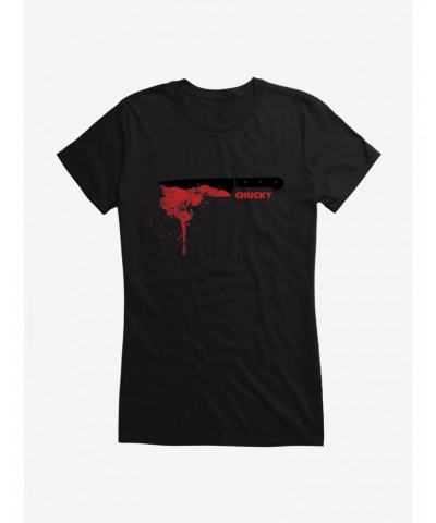 Chucky Red Rose Knife Girls T-Shirt $8.72 T-Shirts