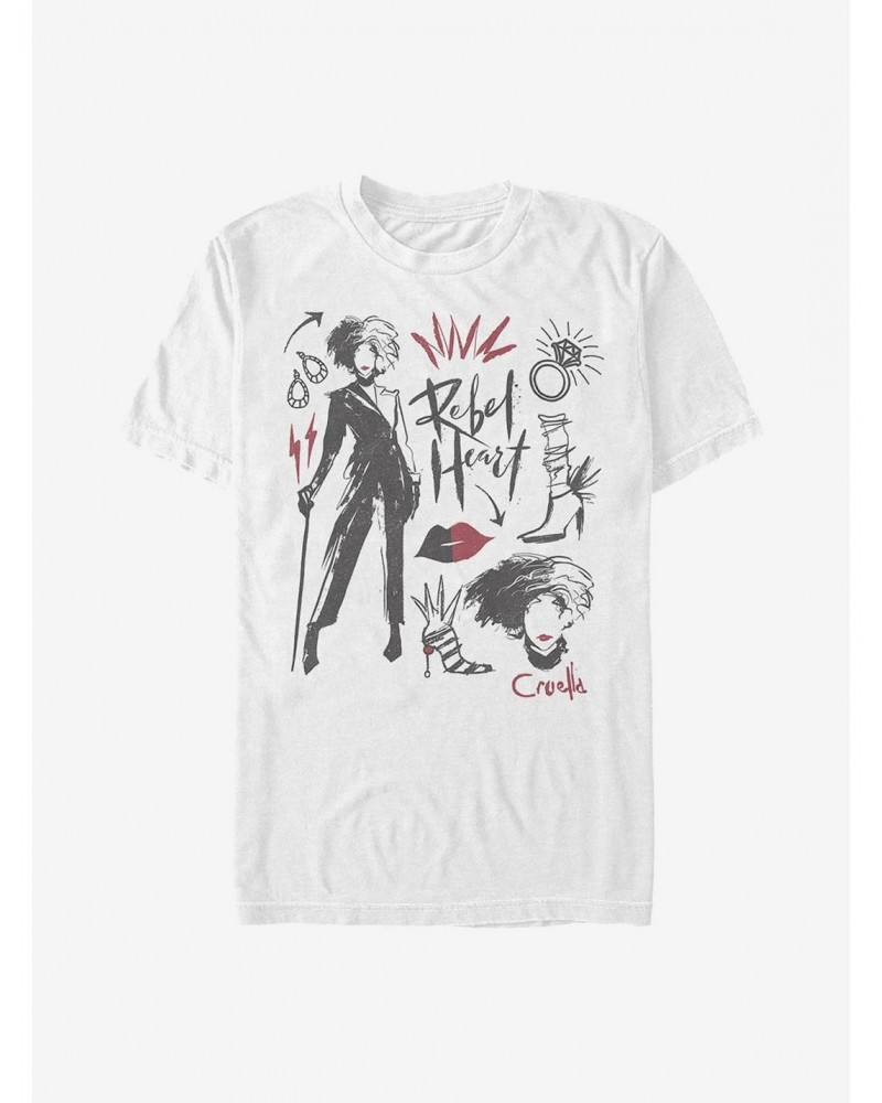 Disney Cruella Fashion Sketches T-Shirt $7.65 T-Shirts