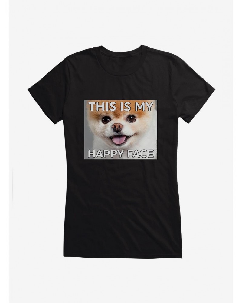 Boo The World's Cutest Dog This Is My Happy Face Girls T-Shirt $9.21 T-Shirts