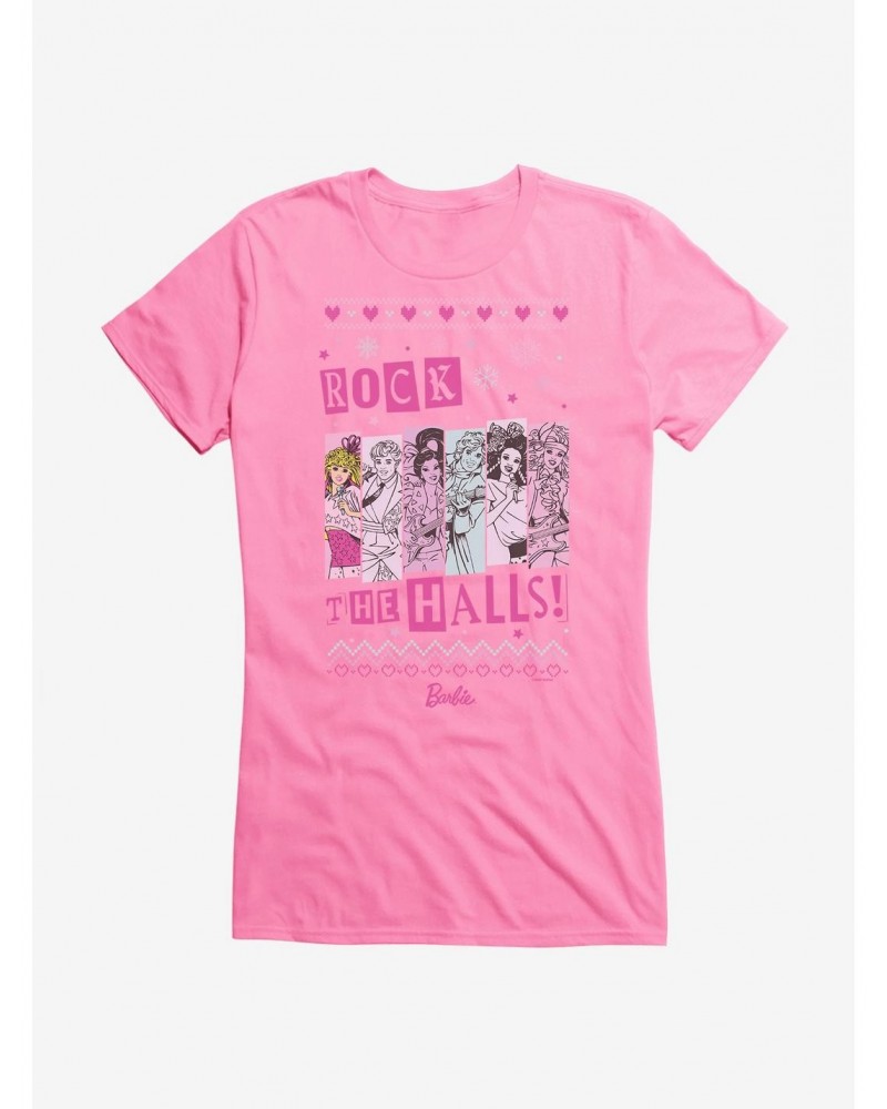 Barbie Rock The Halls Ugly Christmas Pattern Girls T-Shirt $8.96 T-Shirts